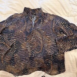 SNO SKINS Women’s Abstract Zebra Print Shirt - Black and Brown